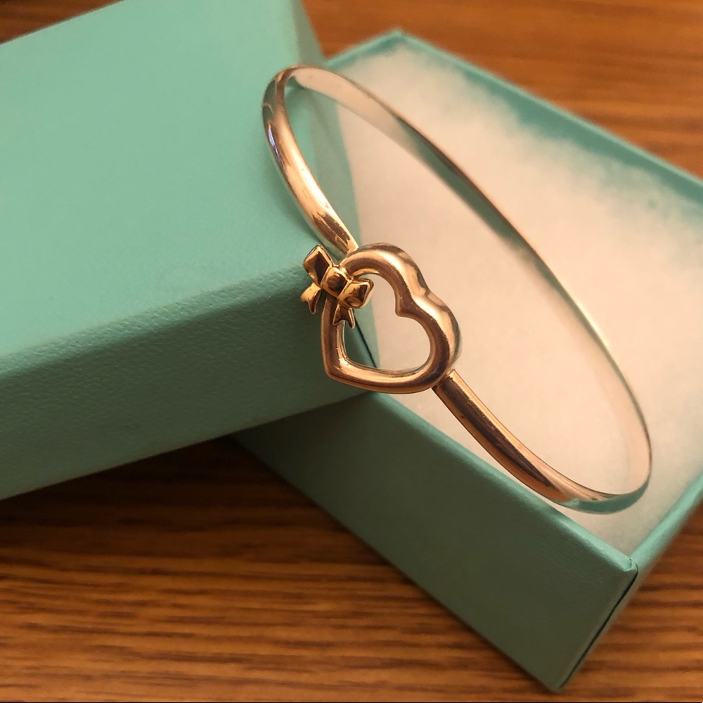 Tiffany & Co Silver and Gold Heart Bow Bangle